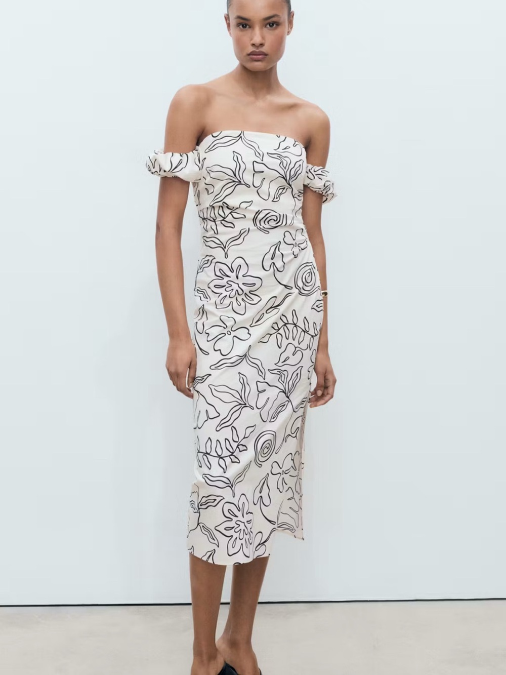 Mango STRAPLESS FLORAL DRESS - Picture 2 of 5